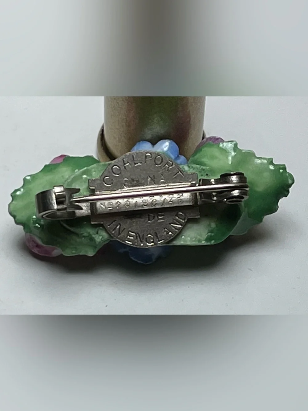 Coalport China Ceramic Multicolor flower Brooch Made in England